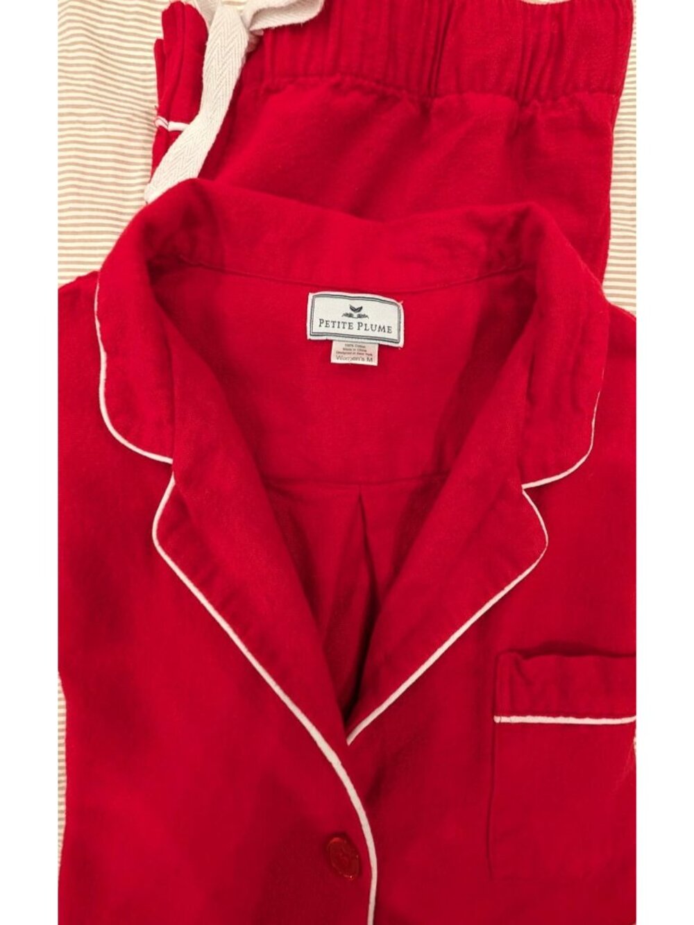Petite Plume Red Cotton Flannel Pajama Set, Women Size Medium - Picture 16 of 16